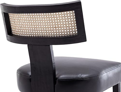 Miniatura 7 de VESCASA Sillas de comedor tapizadas de piel sintética con patas de madera negra, sillas de comedor acolchadas de poliuretano con respaldo abierto