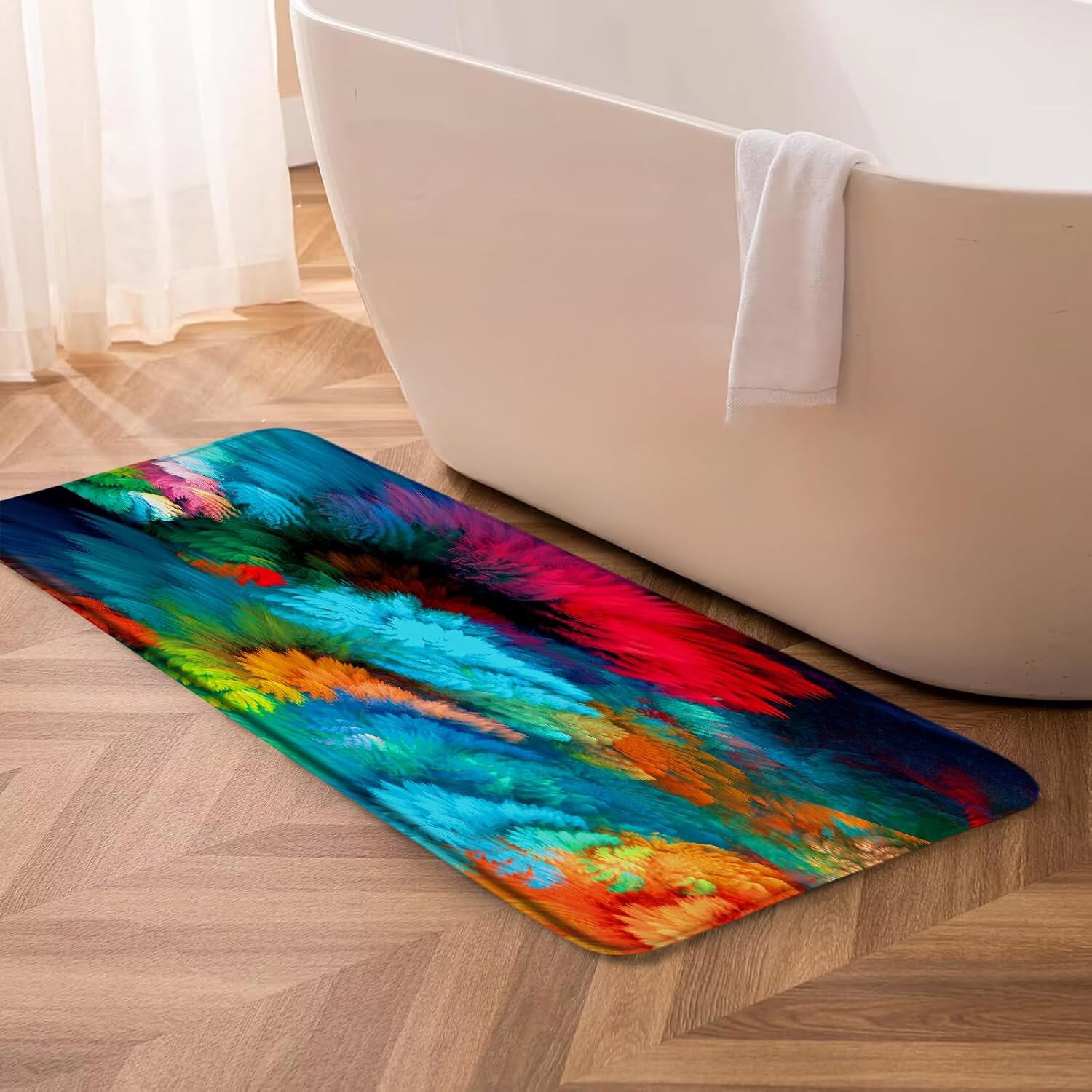 GCTNBJL Colorful Bath Mat Set Modern Abstract Art Decor Beautiful Watercolor Bathroom Floor Decor Rug for Shower Buthtub,24x48 Inch