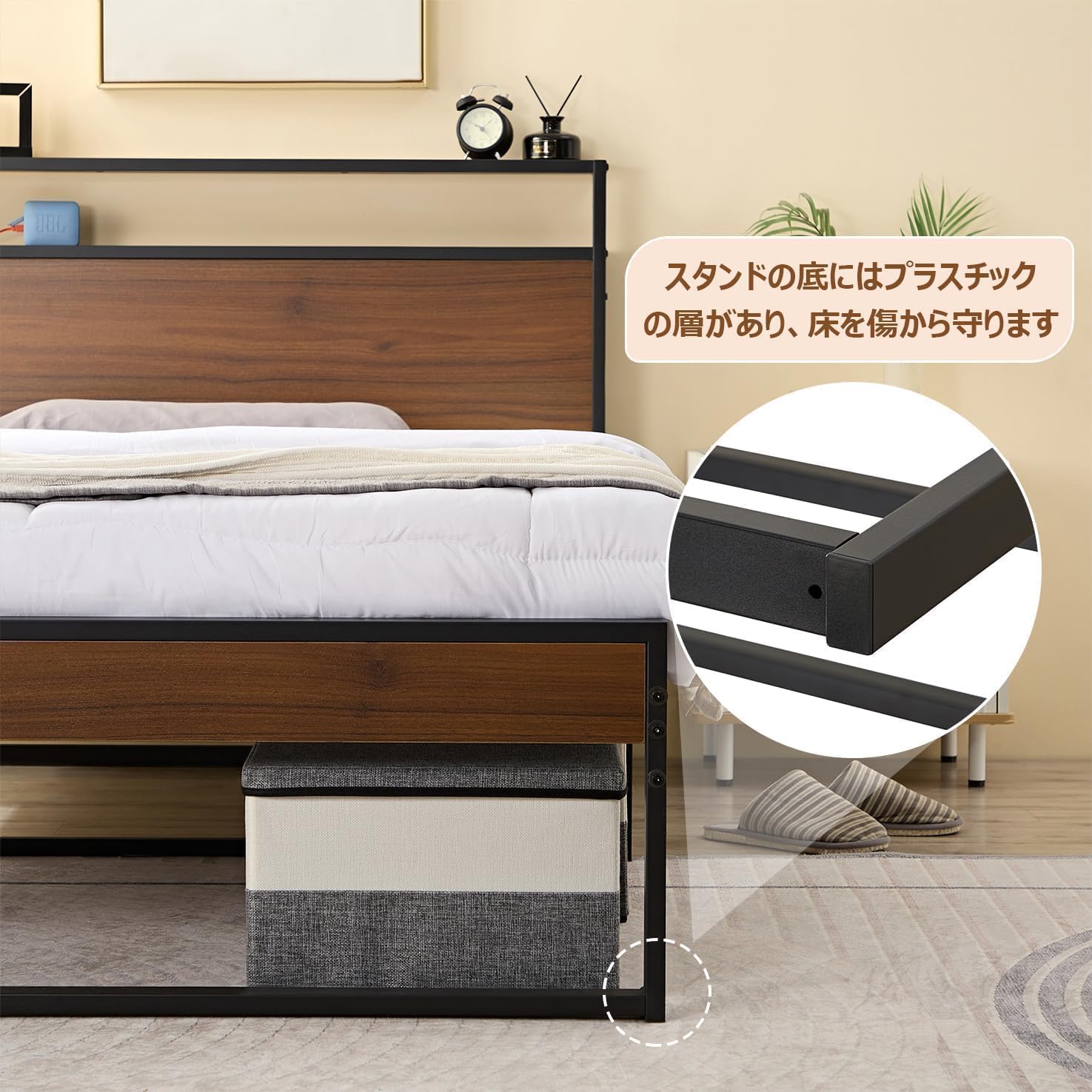 VECELO ベッドフレーム セミダブル 2口コンセント付き スチールベッド 宮 Amazon｜VECELO ベッドフレーム セミダブル 2口コンセント付き