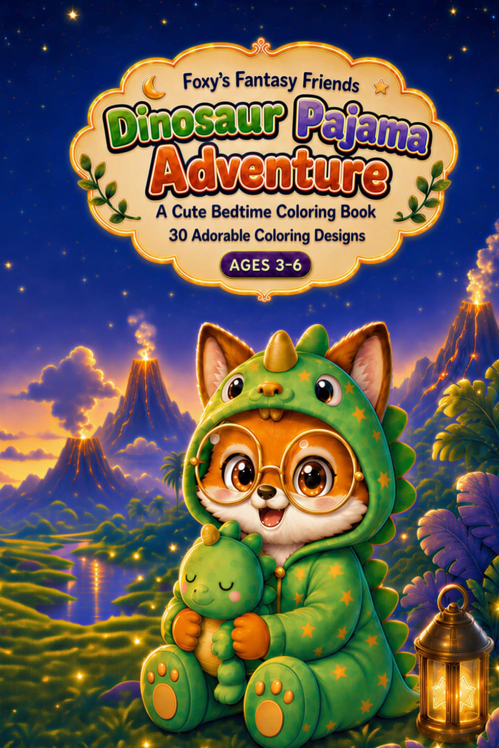 Foxy's Fantasy Friends: Dinosaur Pajama Adventure: A Cute Bedtime Coloring Book for Kids Ages 3-6
