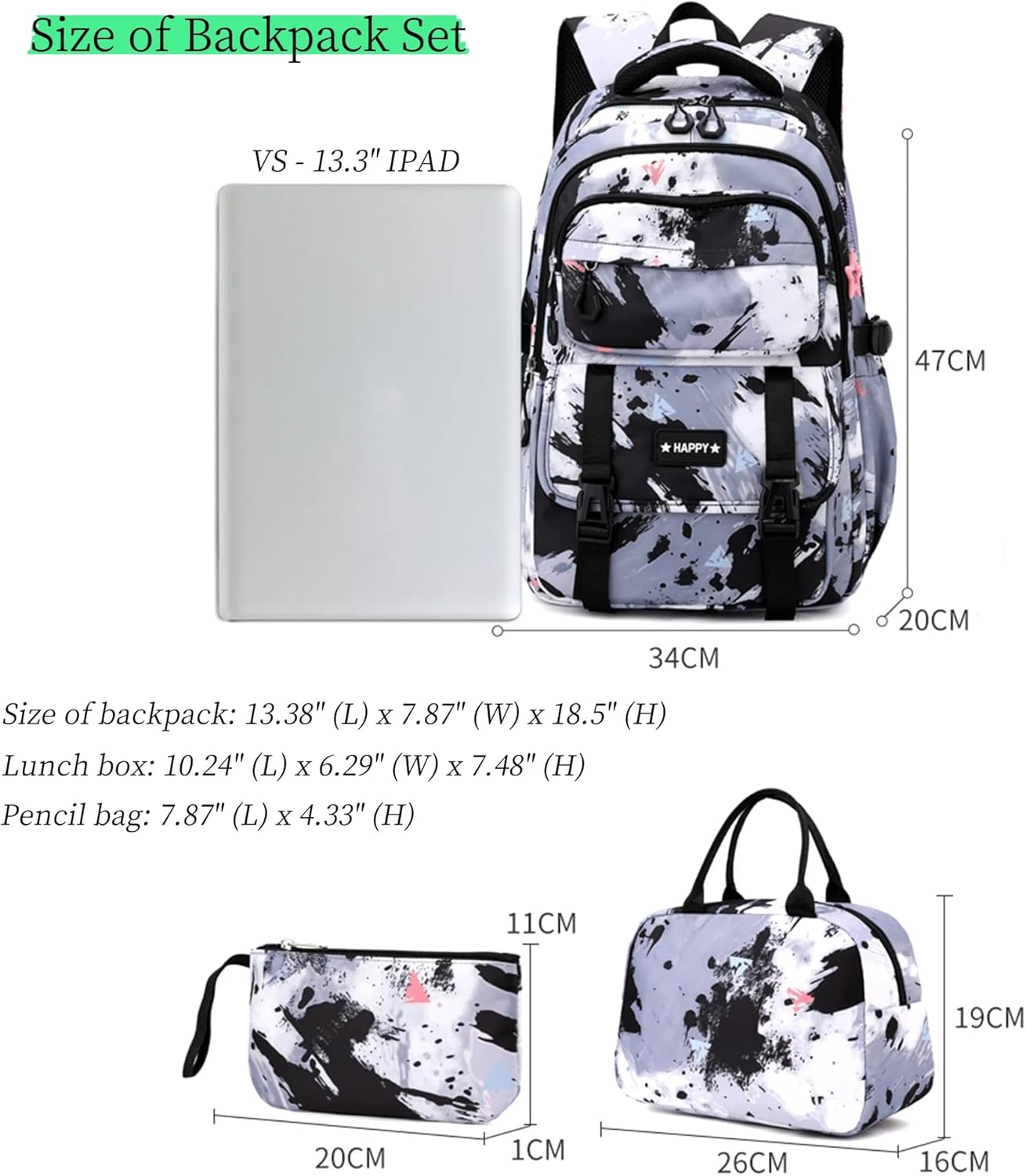 Purple Backpack for Girls Kids Backpacks with Lunch Box Elementary Middle High School Backpacks Students Bookbag Set School Bags for Teens Girls (Purple) - Image 3