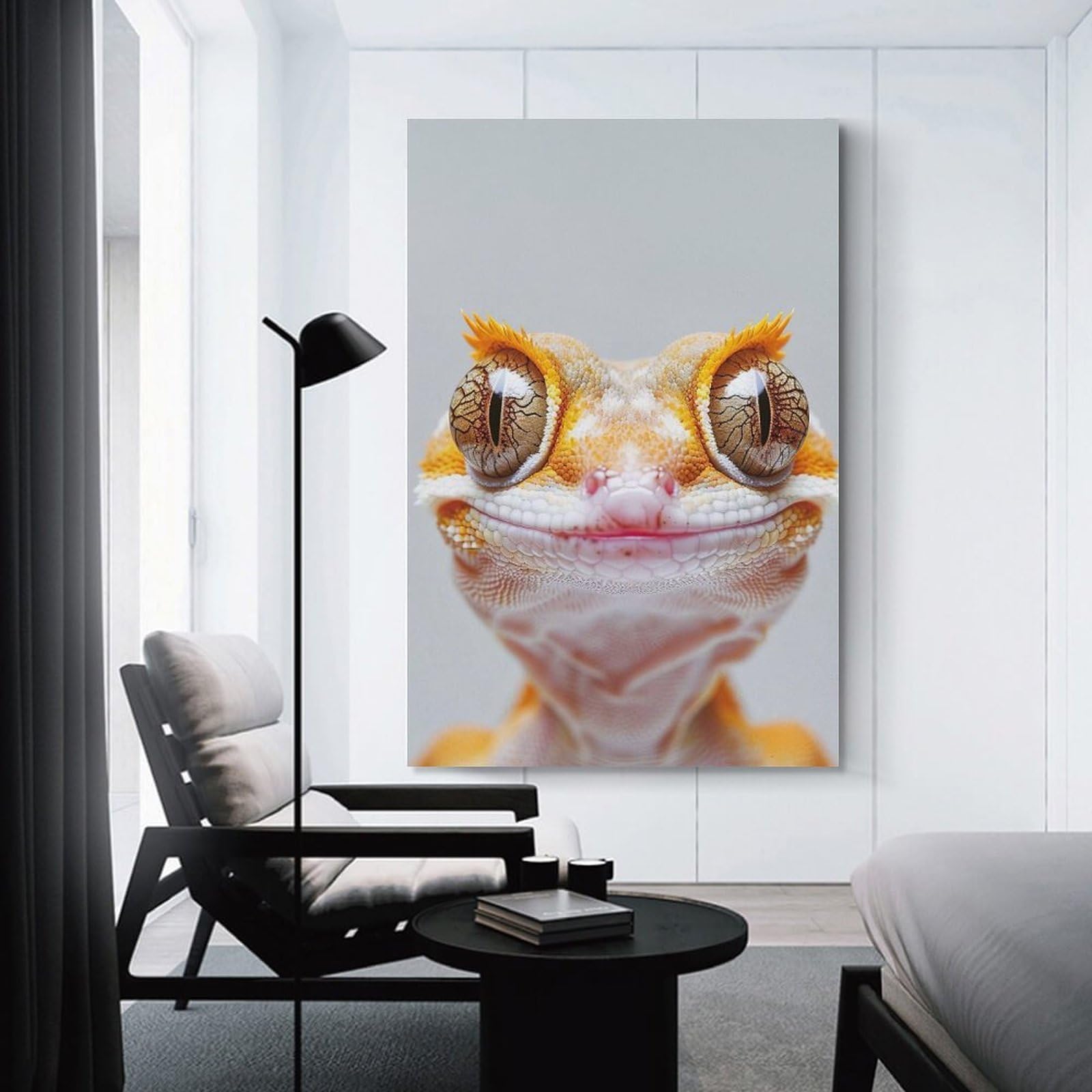 Junmoney Crested Gecko Face Home Decor Wall Art, 24x36inch(60x90cm), for Home, Office, Studio Or Guest Room, An Adaptable Decor Piece for Home Use