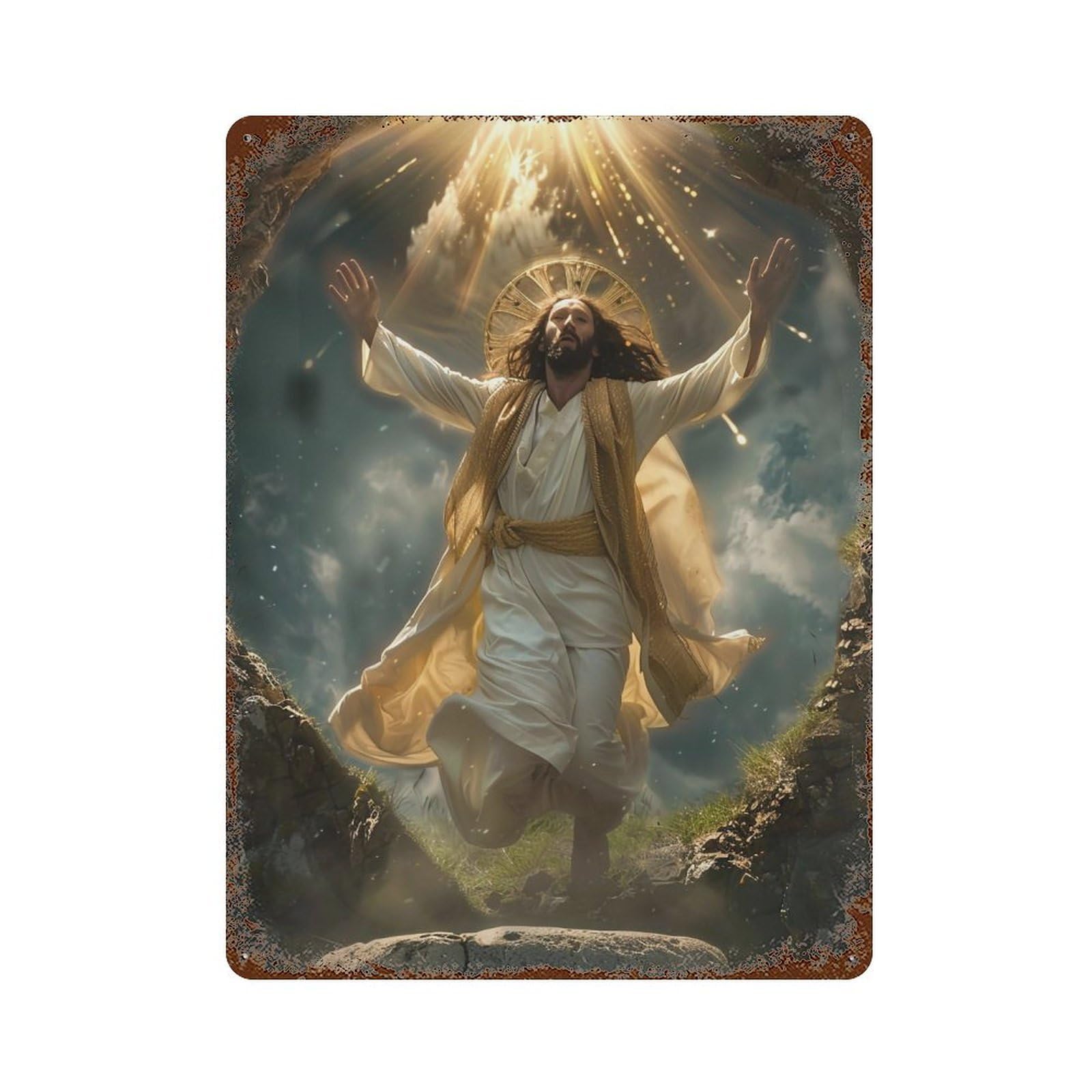 FHUYEURHRY Jesus Resurrection Ascension 01 Wall Decor Retro Iron Vintage Art Metal Tin Sign Poster Modern Home Cofffee Club Art Bar Shop Decorations Style-13 40x30cm