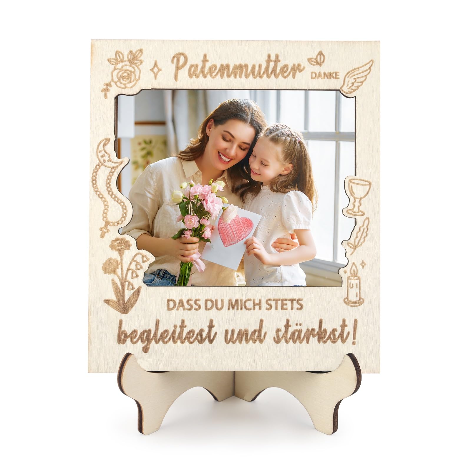 Belillpipi Patentante Geschenk - Magnetischer Holz Bilderrahmen - Beste patentante geschenk zu Geburtstagen, Taufen, Geburten, Schwangerschaften Geschenke für Patenonkel