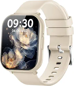 Smart Watch for Men and Women with Bluetooth Calling, Remote Camera Control, Multi-Sports Modes, 300mAh Battery, and App Notifications - Compatible with iPhone and Android (Gold)