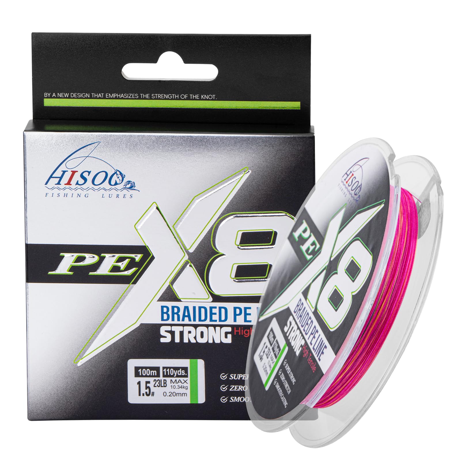 X8 Braided PE Fishing Line - Zero Stretch High Sensitivity 8 Carrier Line, Super Strong Abrasion Resistant for Smooth Casting, Saltwater Freshwater Lure Fishing, 110 Yards
