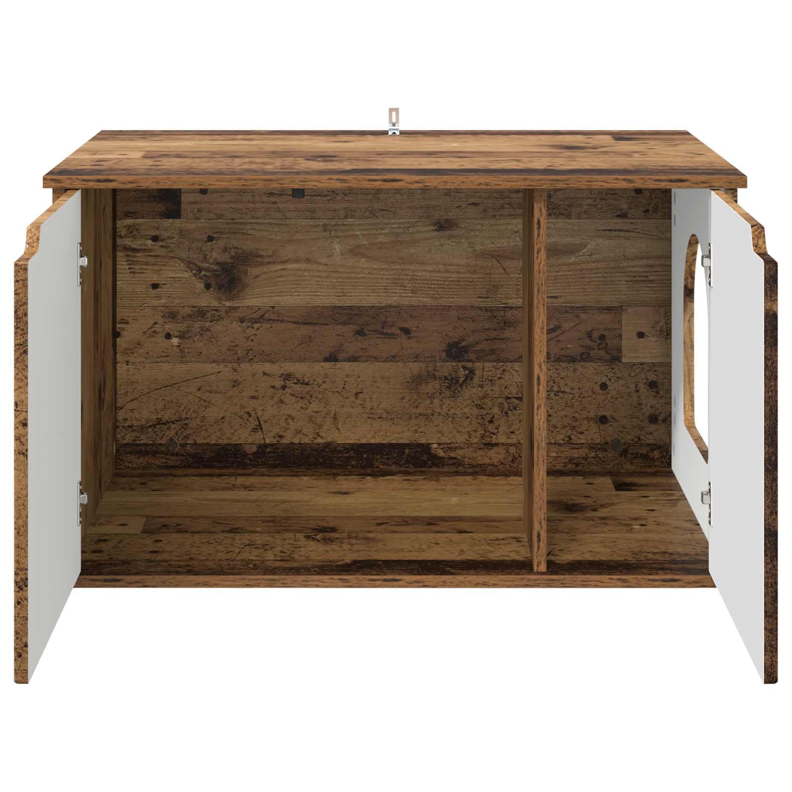 Domek dla kotów z drewna drewnopochodnego 85 x 55 x 50,5 cm z dużą powierzchnią do leżenia i jaskini, w zestawie zestaw montażowy, idealny jako drapak, drzewko dla kota, drzewko do wspinaczki
