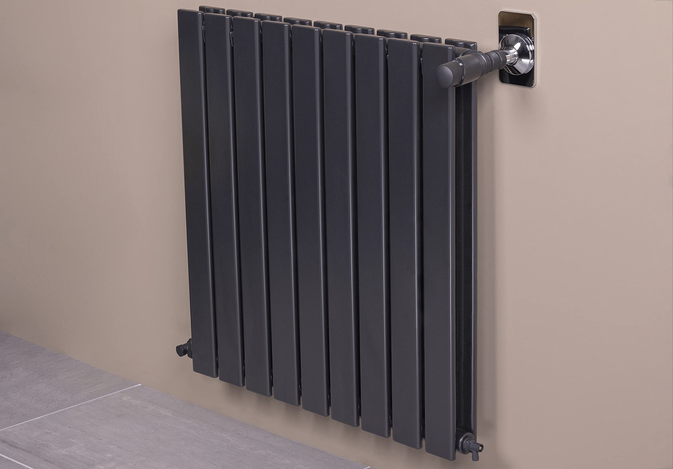 Kit Termostatico per Radiatore Nero Opaco 1/2 | Controllo Preciso della Temperatura | Con Valvola, Testa e Chiave di Sfiato | NOYON & THIEBAULT