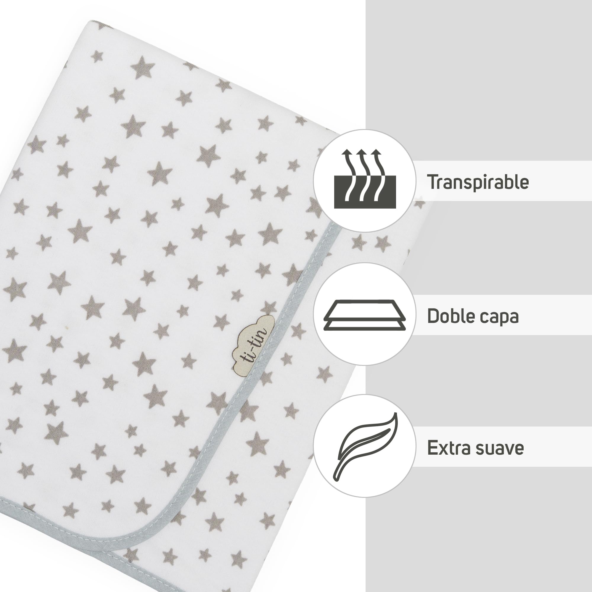 Ti TIN arrullo para bebé 80 x 80 cm, Doble Capa de algodón 100%, Transpirable, Extra Suave, fácil Lavado y Apto para Secadora, diseño Ligero y Estampados Divertidos