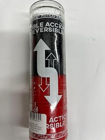 Reversible Double Action 2 Color Black Over Red Unscented Pillar Candle in Glass