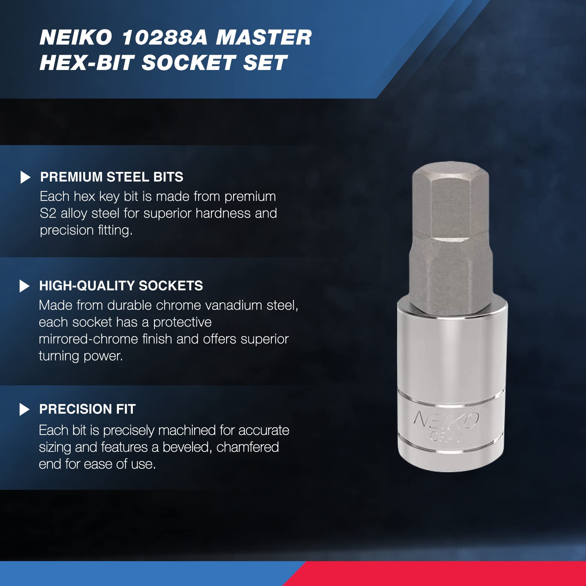 Buy NEIKO 10288A Allen Hex Bit Socket Set, 32 Piece SAE and Metric