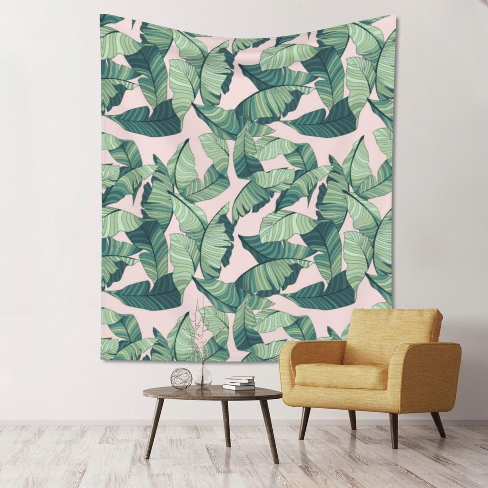 WKSGDSG Large Wall Hanging, Machine Washable Tapestry For Dorm Room, Green Palm Tree Leaves, Lightweight Polyester Wall Art For Bedroom Living Room, 152x130cm