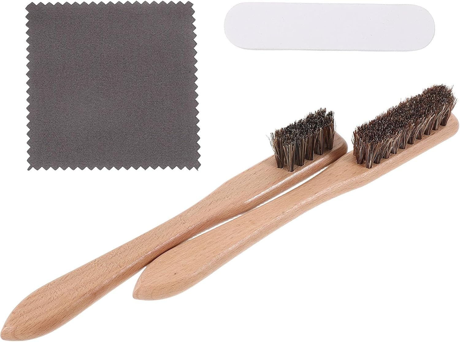 Horsehair Silver Cleaning Brush Set with Jewelry Polishing Cloth