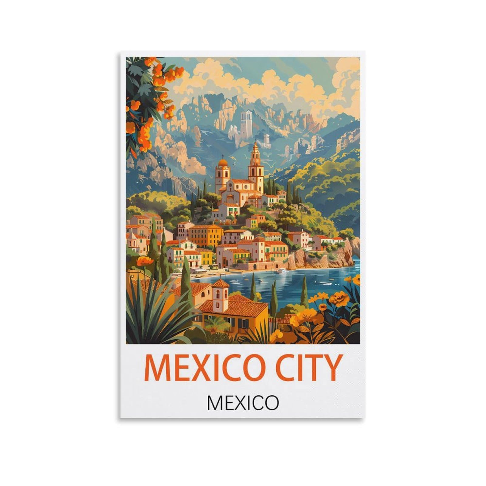 FUUDANG Mexico City Mexico Vintage Travel Poster 12x18inch(30x45cm) Canvas Art Poster And Wall Art Picture Print Modern Family Bedroom Decor Posters