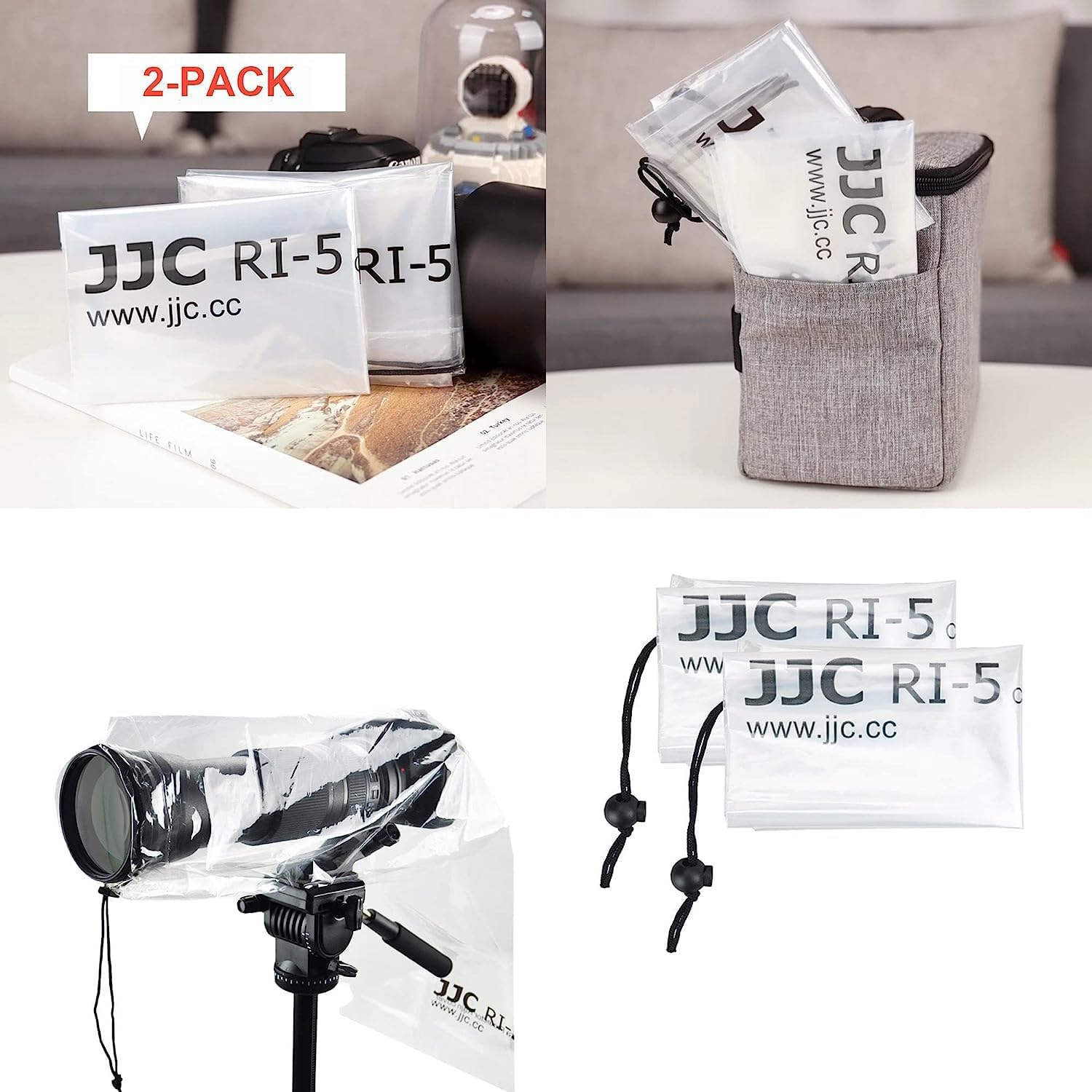 JJC Pokrowiec przeciwdeszczowy do lustrzanek cyfrowych Canon, Nikon, Sony z obiektywem o długości do 45 cm