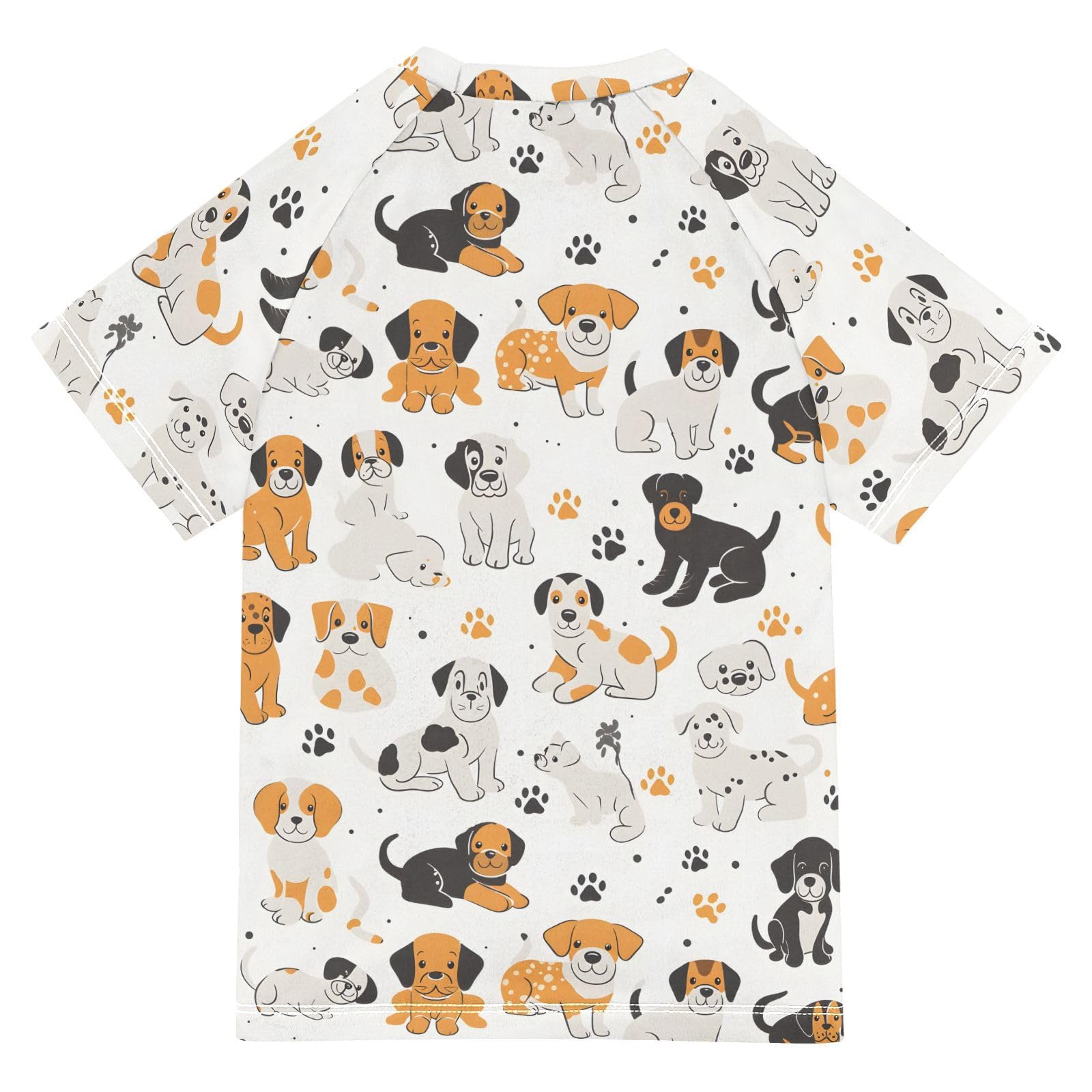 ALAZA Boys Swim Shirts Toddler Rash Guard Short Sleeve Rashguard Dogs Paws UPF 50+ 11-12T