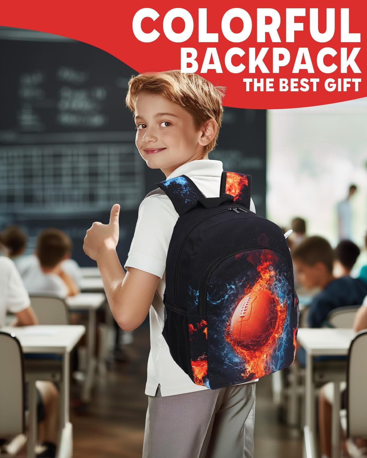 Football Backpack, Football Gifts Backpack for Men Women