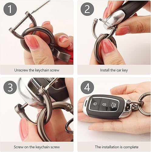 Miniatura 6 de Turcee Llavero de coche de fibra de carbono, accesorios interiores automotrices, llaveros de cuero para automóvil, accesorios de automóvil llavero y