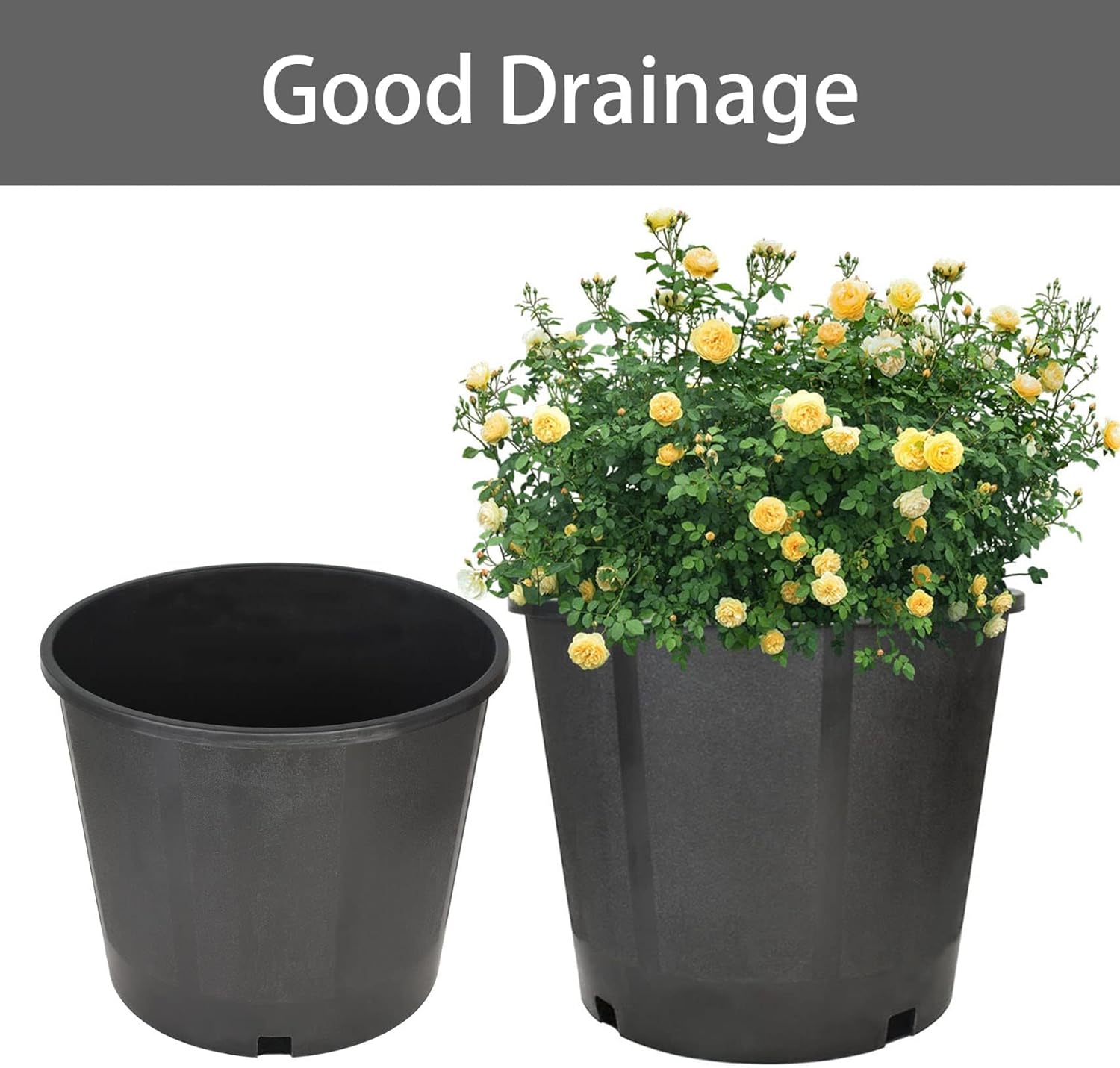 3 Gallon Nursery Pot 10-Pack 3 Gallon Plastic Garden Planter Pots Flower Seedling Injection Molded Container Seed Starting Pot Set for Indoor Outdoor Plants Seedlings Vegetables Black