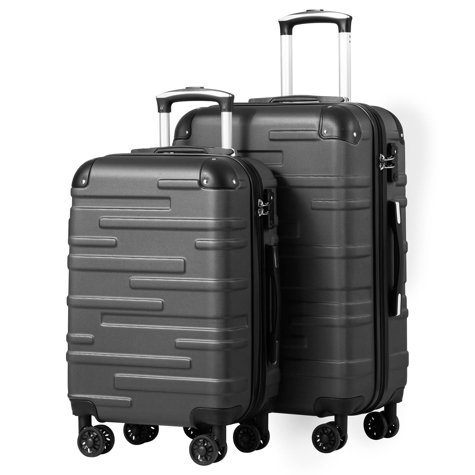 COOLIFE Hartschalen-Koffer Rollkoffer Reisekoffer Vergrößerbares Gepäck (Nur Großer Koffer Erweiterbar) ABS Material mit TSA-Schloss und 4 Rollen