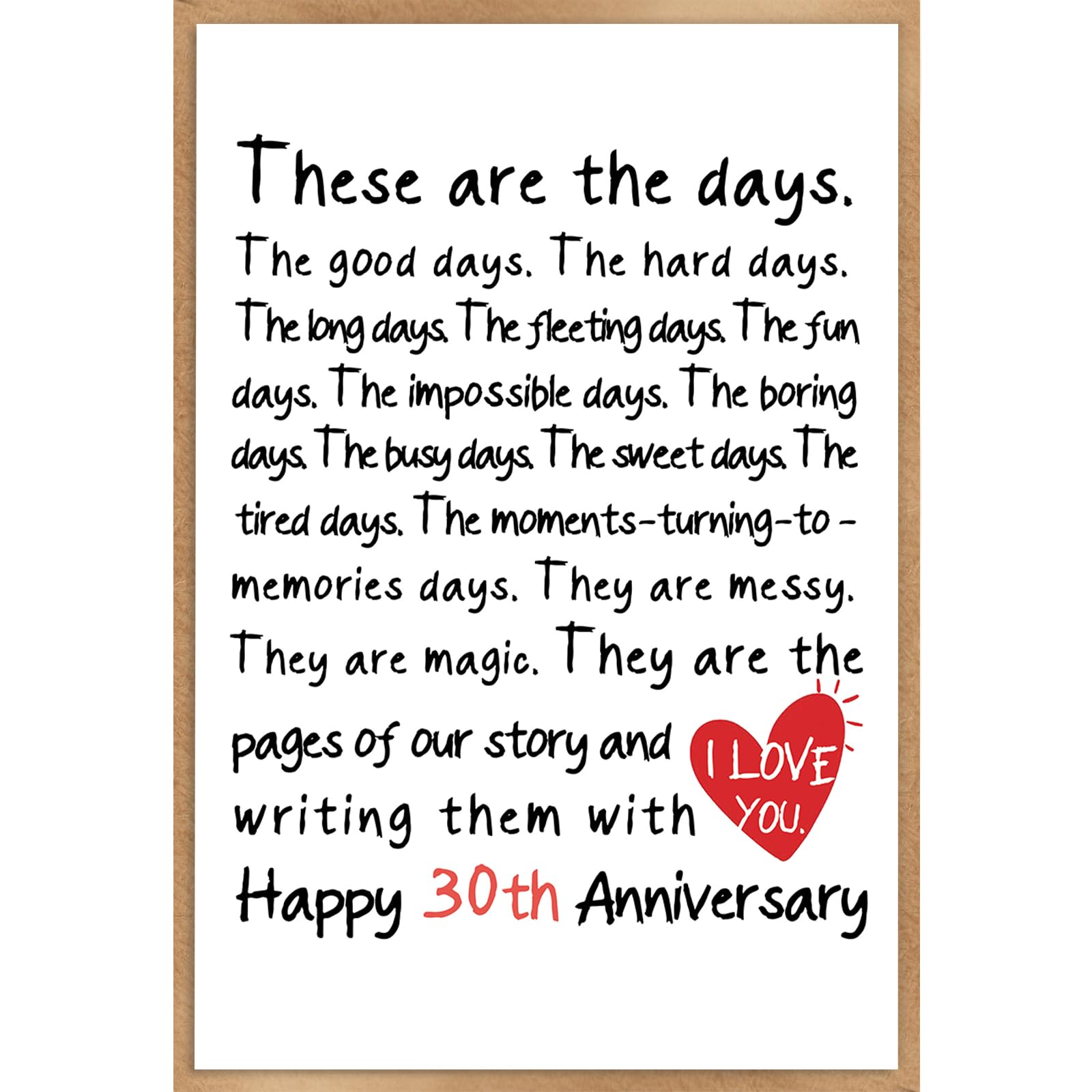 HEJOYN 30th Anniversary Card for Couple Husband Wife, 30 Year Anniversary Card Gifts, 30th Wedding Anniversary Cards, Happy Pearl Anniversary