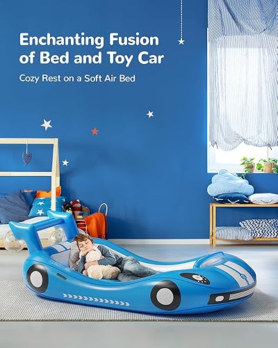 Miniatura 2 de QPAU Inflatable Kids Bed, Blow Up Toddler Bed Travel with Sides, Portable Toddler Travel Bed Set with Kid Air Mattress, Perfect for Camping,