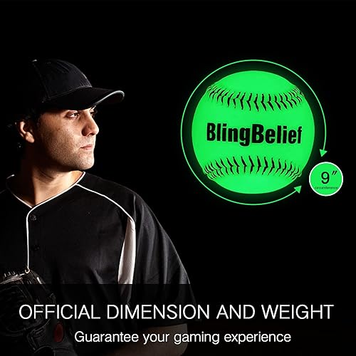 Miniatura 7 de blingbelief Béisbol que brilla en la oscuridad, pelota de fútbol, voleibol, fútbol, béisbol luminoso iluminado, tamaño y peso oficiales, uso