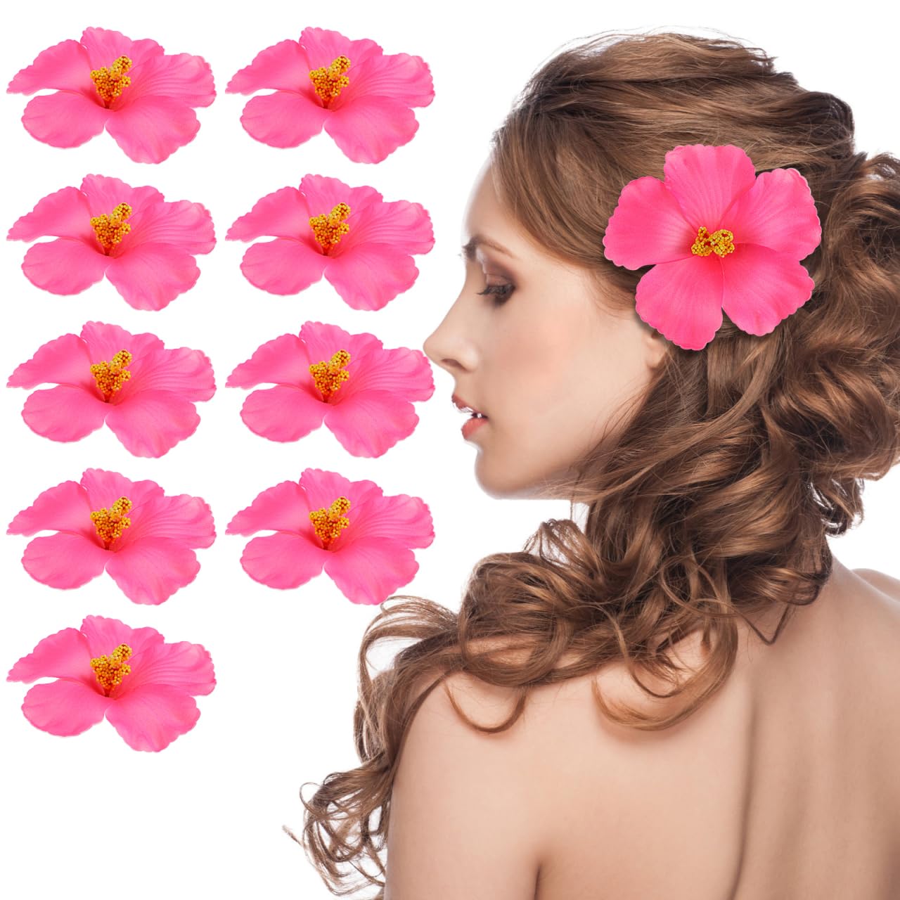 KESYOO Hawaiian Hibiscus Flowers Artificial Flowers Hawaiian Luau Tabletop Hawaiian Tropical Party Decoration Favors Supplies for Hair Hat Wreath