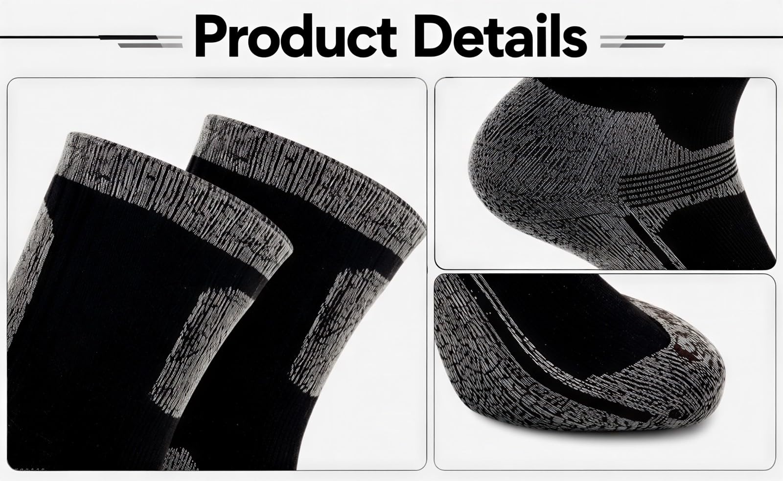 Chaussettes de randonnée pour homme, lot de 12 paires, chaussettes de sport outdoor rembourrées pour trekking, course, basket-ball et football, modèle crew à évacuation de l’humidité