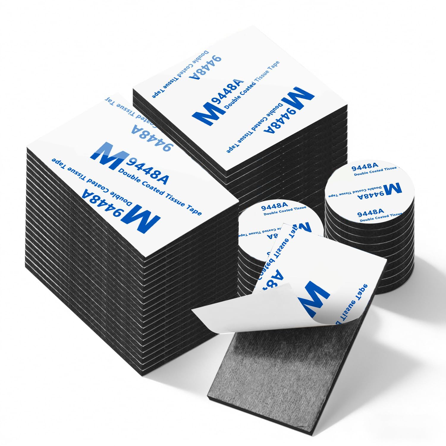 Double Sided Foam Tape Strong Pad Mounting,Black Self-Adhesive Tape Include Square Round and Rectangular(60Pcs)