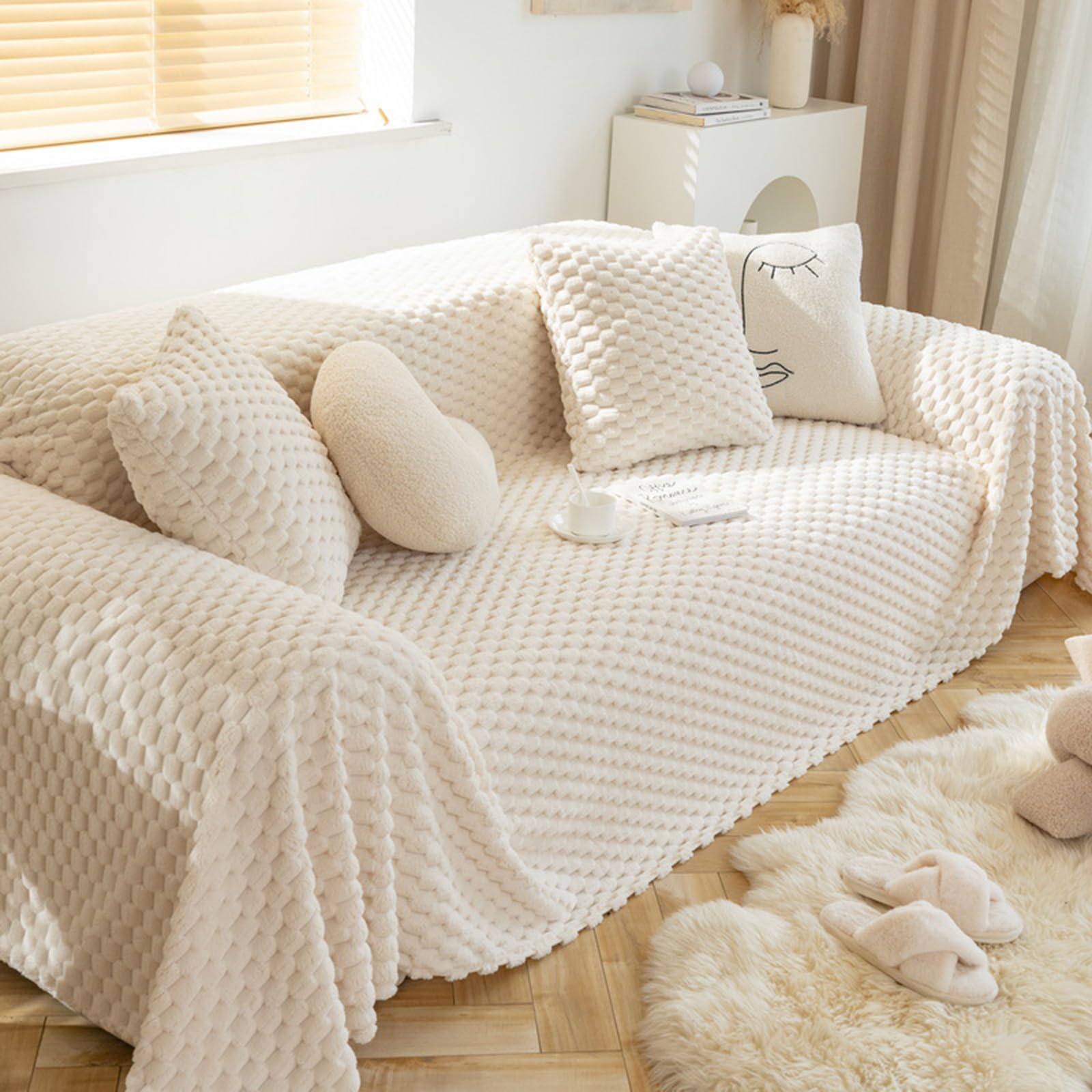 Jeté de canapé en chenille 2 places | Ambiance cocooning et douce pour vos soirées d'hiver