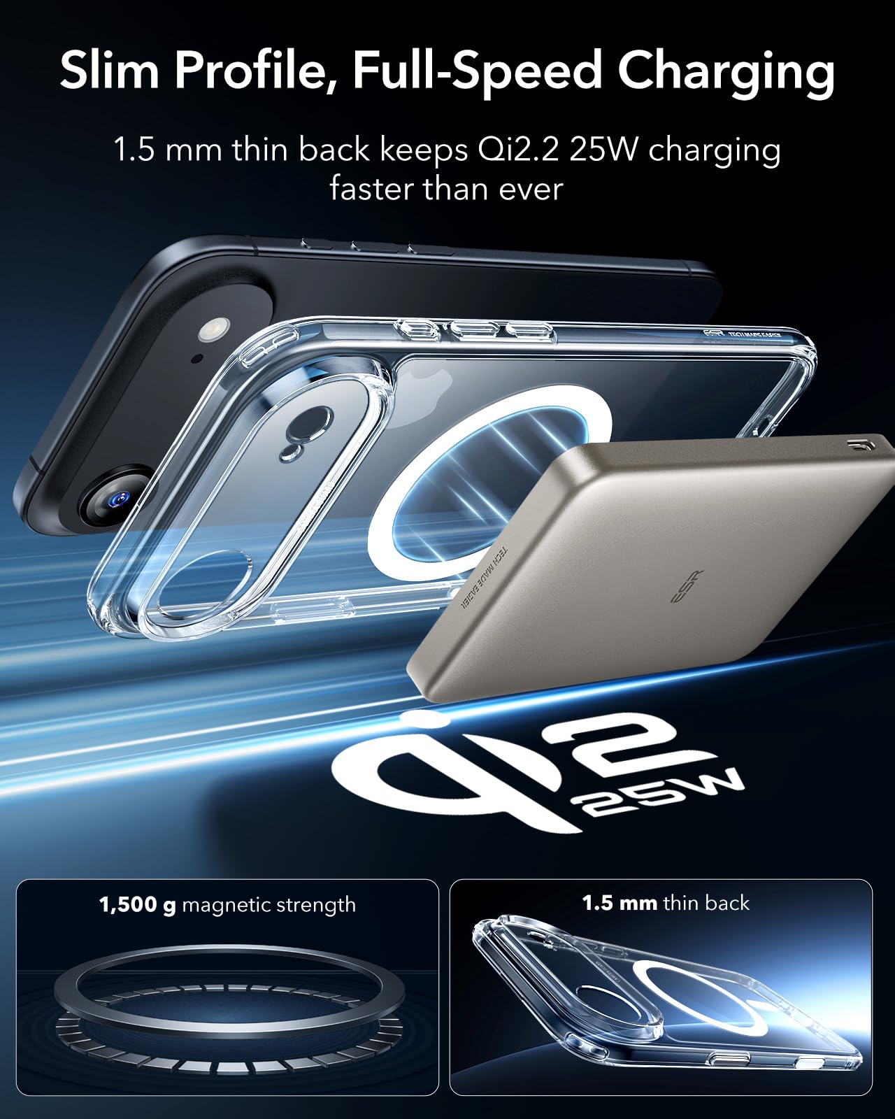 ESR Cover per iPhone Air, Custodia per iPhone 17 Air controllo della fotocamera, Compatibile con MagSafe, Protezione antiurto di livello militare, Angoli Air Guard ammortizzanti, Trasparente