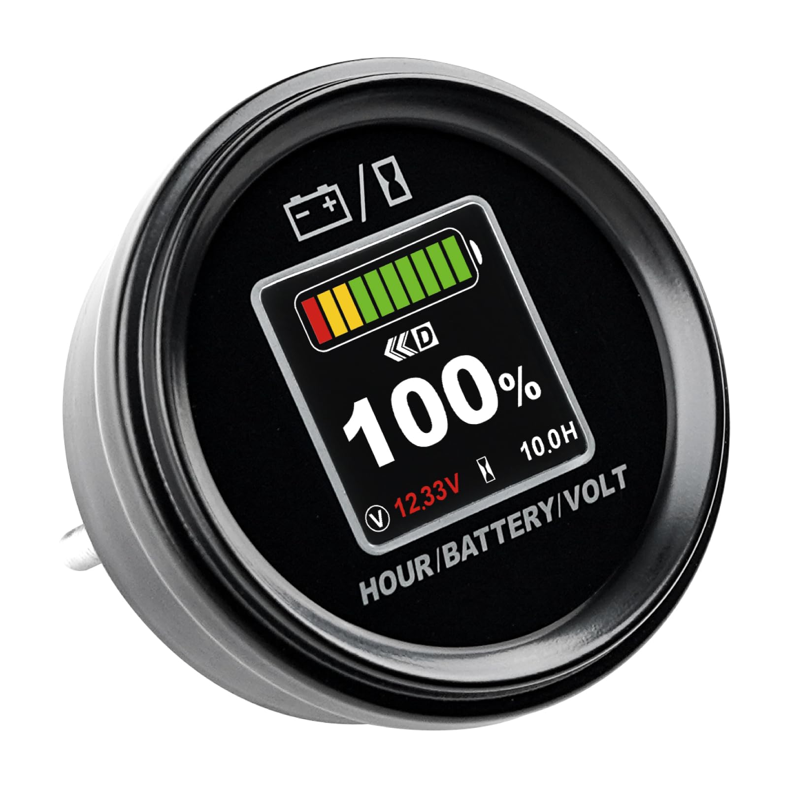 Runleader TFT LCD Battery Power Meter Voltage Gauge,Total Hours Record for Lead Acid Gel LiFePO4 AGM 18650 Lithium Battery Powered Golf Cart Forklift Lawn Mower Scrubber Machine Motorhome etc.