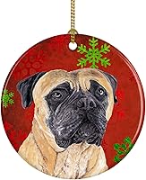 Vista 6 de Caroline's Treasures Dachshund copos de nieve rojos y verdes, adorno de cerámica de Navidad para colgar en el árbol de Navidad, decoración