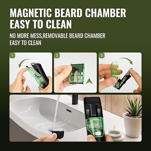 Miniatura 8 de Cortadora de barba prémium para hombres, kit de afeitadora eléctrica al vacío para hombres, 20 niveles ajustables, afeitadora en húmedo y seco,