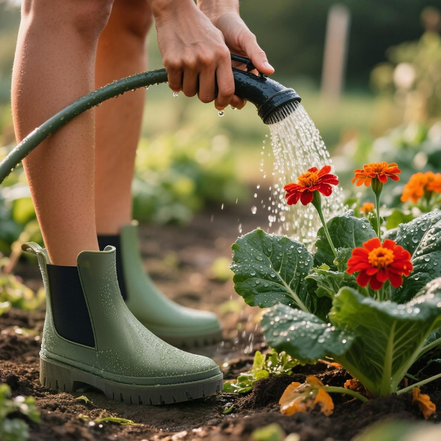 HISEA Women's Ankle Rain Boots, Waterproof Chelsea Garden Boots for Women, Short Fashion Rubber Shoes for Outdoor Farm Work - Image 2