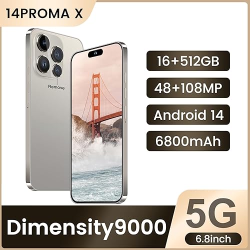 Miniatura 2 de 14PROMA X - Teléfono celular desbloqueado, batería de 6800 mAh, pantalla HD de 6.82 pulgadas, teléfonos desbloqueados, 16+512 GB Android 14 con