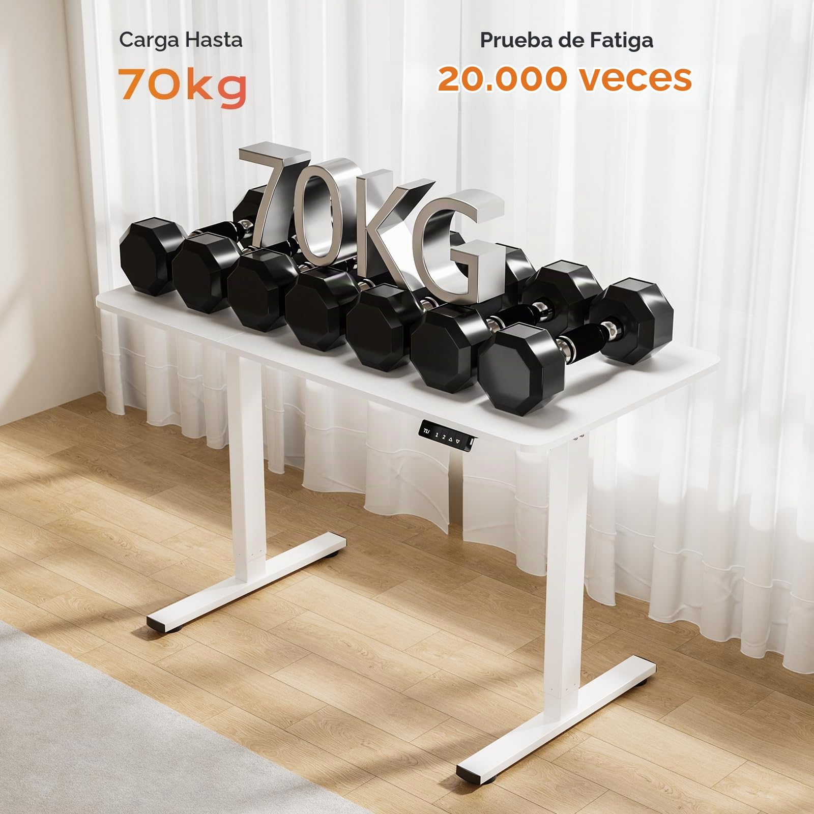 buybyroom Patas Escritorio Elevable, Estructura Mesa Elevable sin Interfaz de Escritorio, con Acero de Alta Resistencia, con USB y Panel Inteligente de Memoria (Sin Panel de Escritorio)