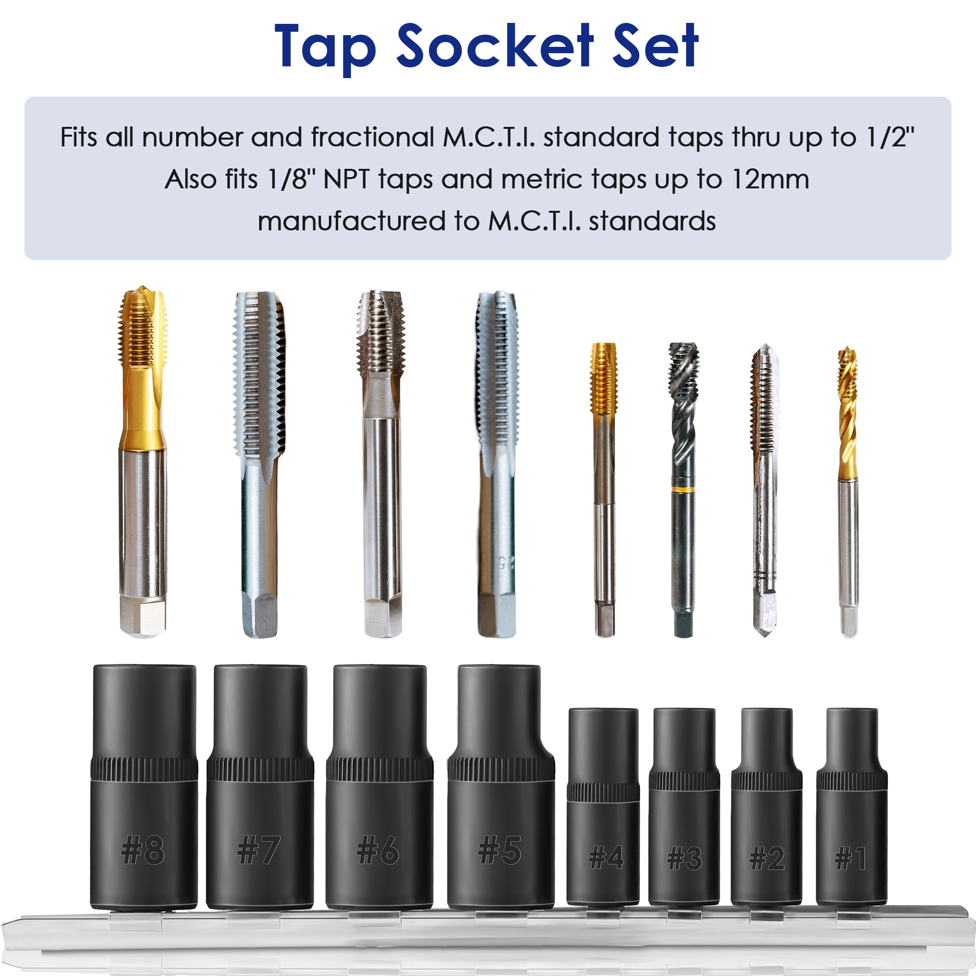 Tap Set 71670 Tap Socket Set Fit 5/8", 11/16", 3/4", 7/8" , 1