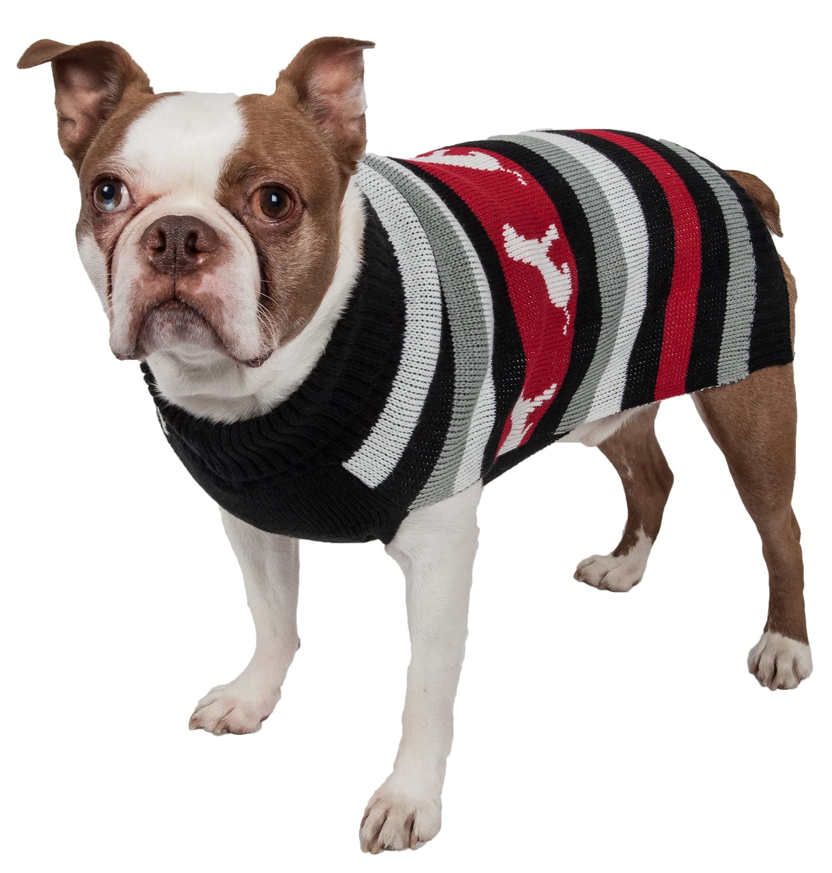 PetLife Chien à Motif à Rayures Mode côtelé col roulé Pull pour Animal Domestique