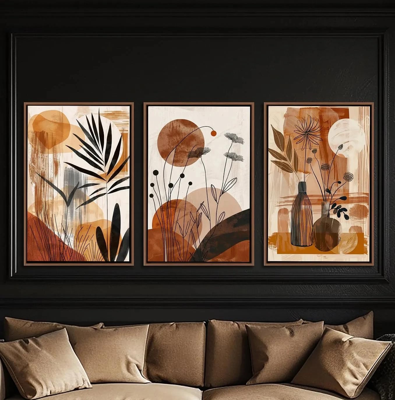 LTjiajuypd Abstract Floral Wall Art Rustic Wildflower Canvas Prints Painting Minimalist Modern Living Room Decor Gallery(40x55cm-3Pcs)