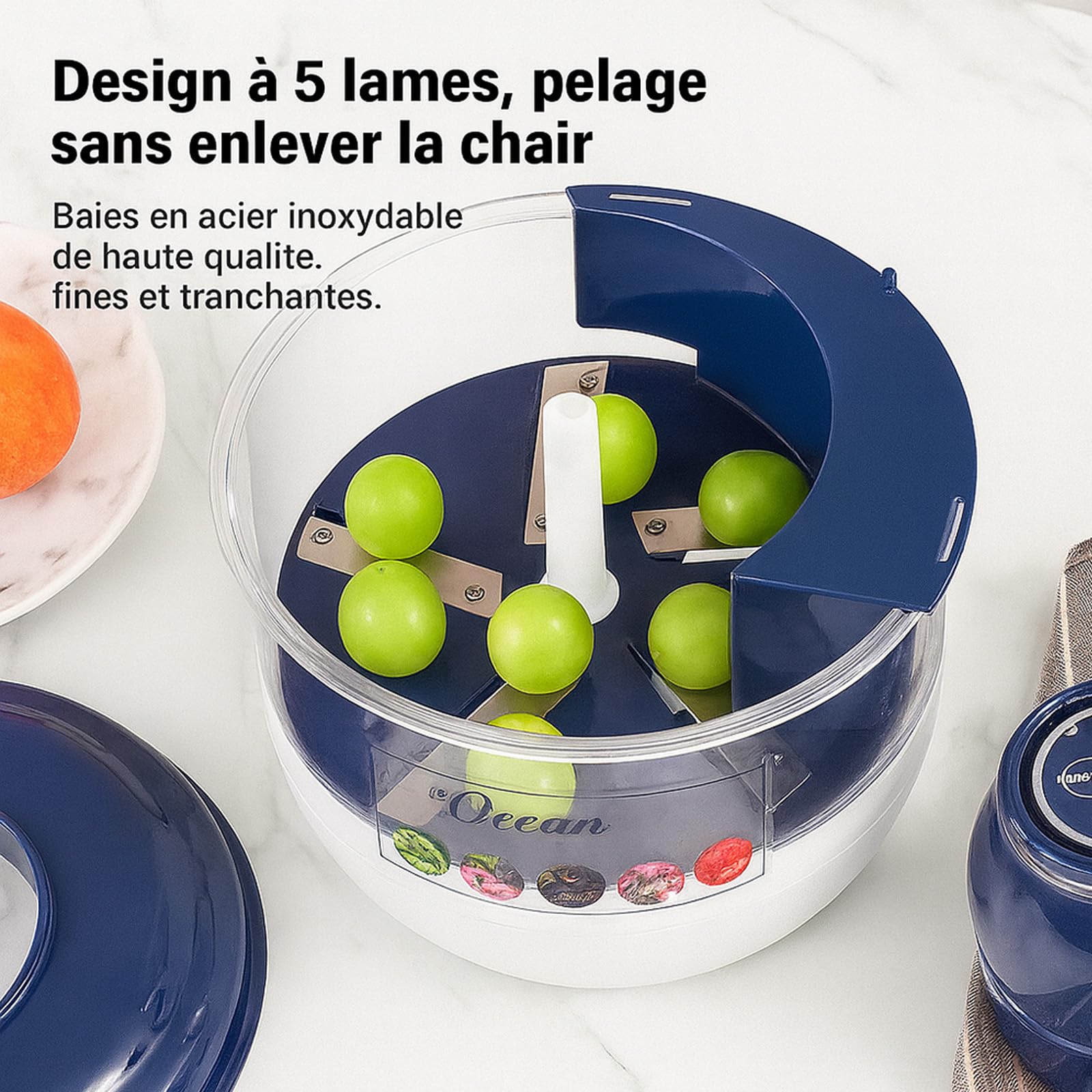 Machine à éplucheur électrique, Electric Grape Peeling Machine Garlic Peeler Skin Remover Rechargeable, Adapté Aux Cuisines Domestiques Et Professionnelles (1pc-bleu)