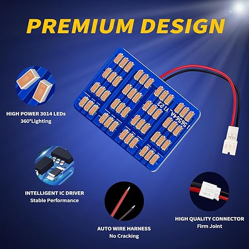 Miniatura 9 de AUXLIGHT Accesorios de luces LED para interior de automóvil con adaptadores de 194 168 T10  BA9S  DE3175 6418 211-2 578 Festoon Adaptadores, 48-SMD