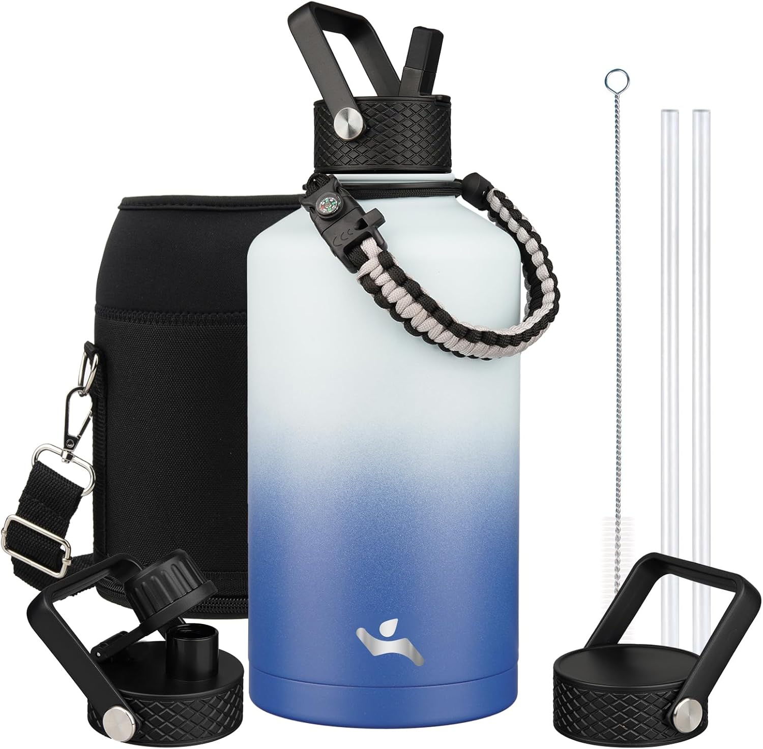 Litre ALPINE Flip 'N Sip Insulated Water Bottle With Straw, 20oz