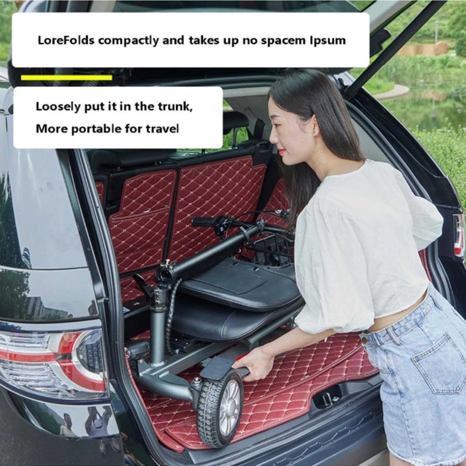 BCBKD Scooter De Movilidad Plegable,Scooter De 4 Ruedas, Scooter De Viaje Portátil, para Inválidos Y Mayores - Batería De Larga Duración, con Asiento Y Cesta