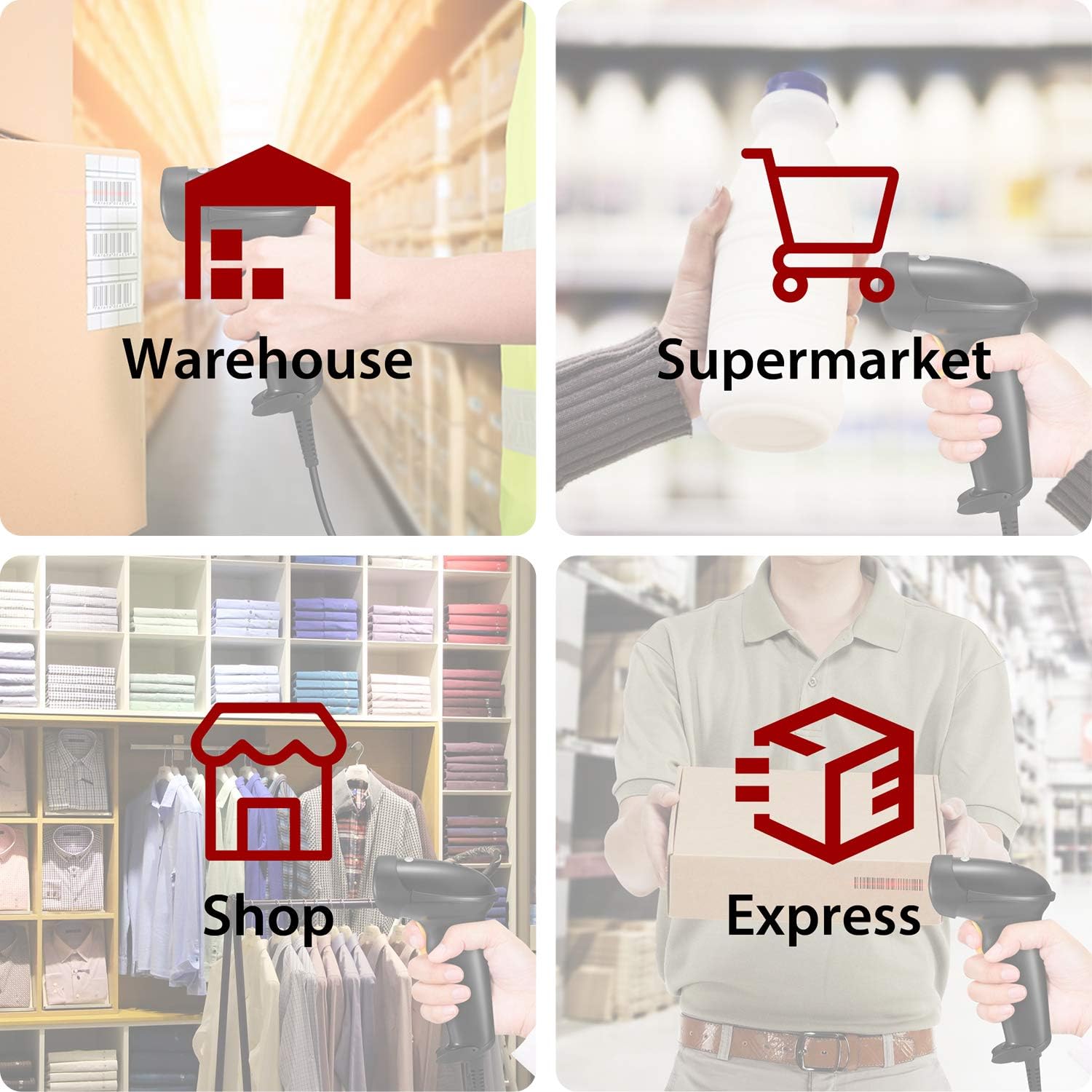 Esky Barcode Scanner with Stand, Wired Handheld Bar Code Scanner with Adjustable Stand, Automatic 1D USB Laser Scanner Support Windows/Mac/Linux for Store, Supermarket, Warehouse, Library