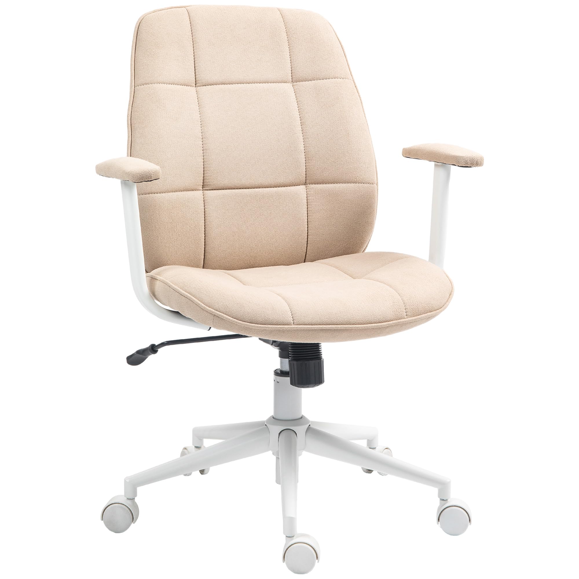 HOMCOM Silla de Oficina Silla ergonómica con Altura Regulable, función de inclinación, Silla de Oficina con Ruedas giratorias, Capacidad de Carga 120 kg, Beige