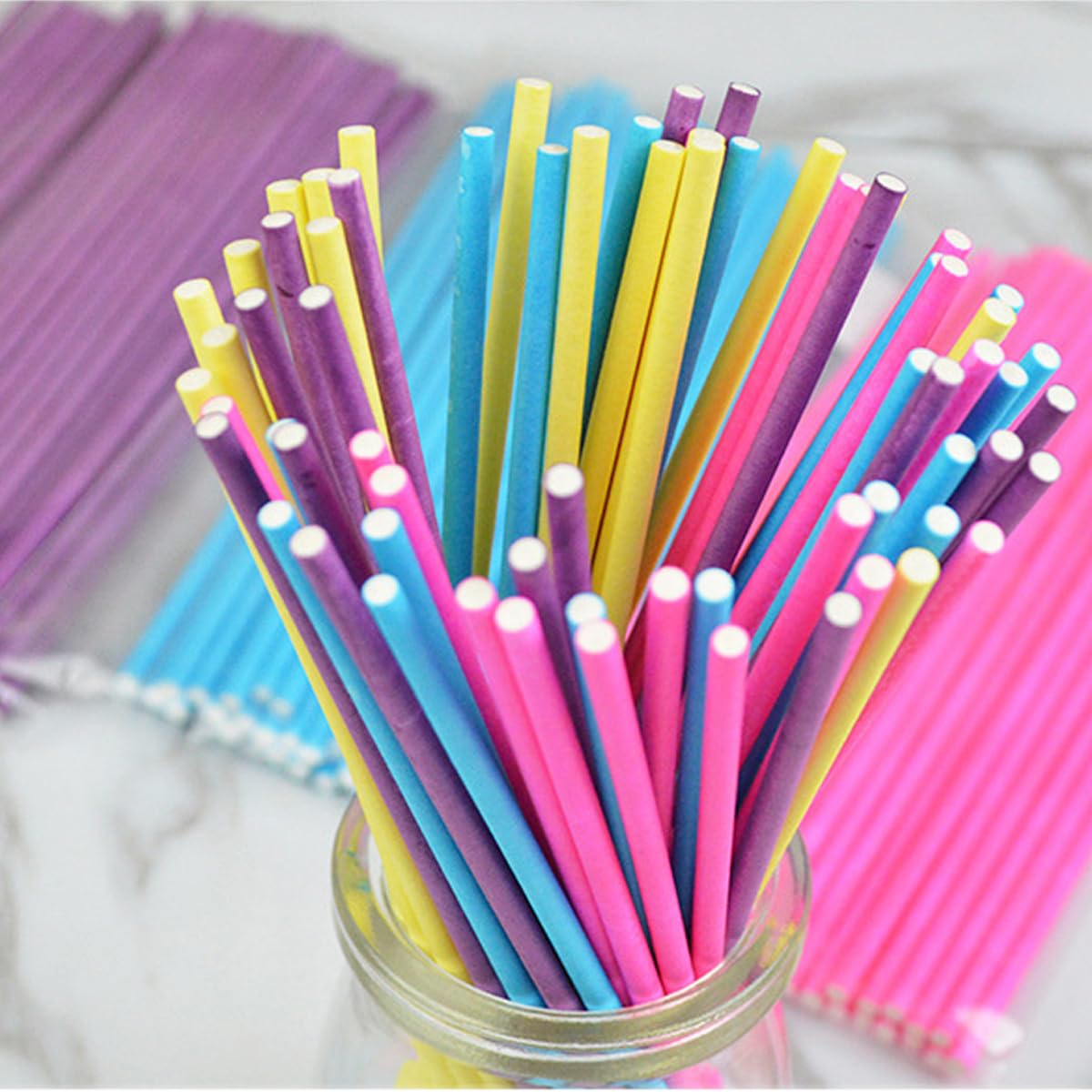 50 Bâtonnets Cake Pop - 10cm - Papier Alimentaire Coloré