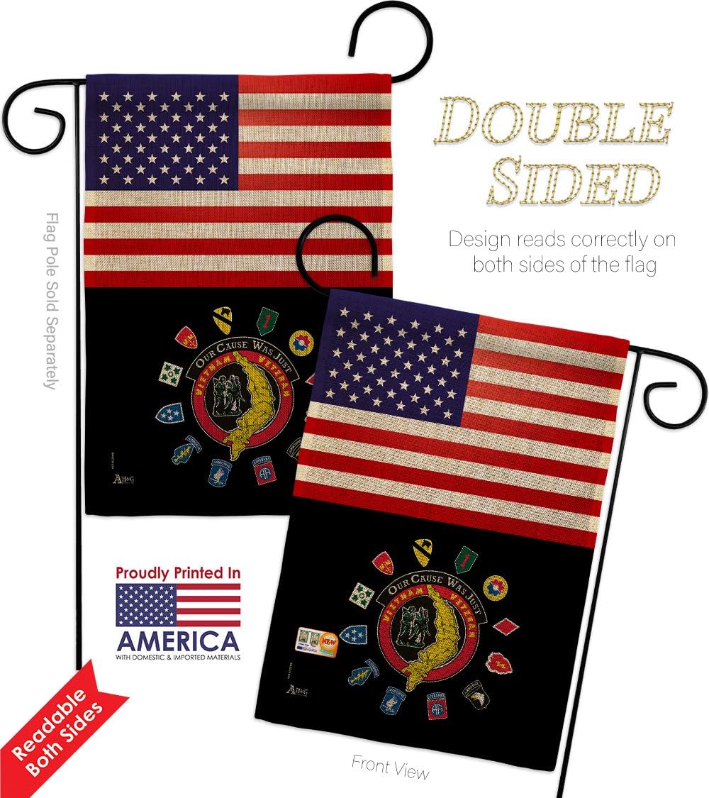 US Vietnam Veteran Burlap Garden Flag - Pack Armed Forces Army Rangers United State American Military Retire Official USA Vintage Applique - House Banner Small Yard Gift Double-Sided 13 X 18.5