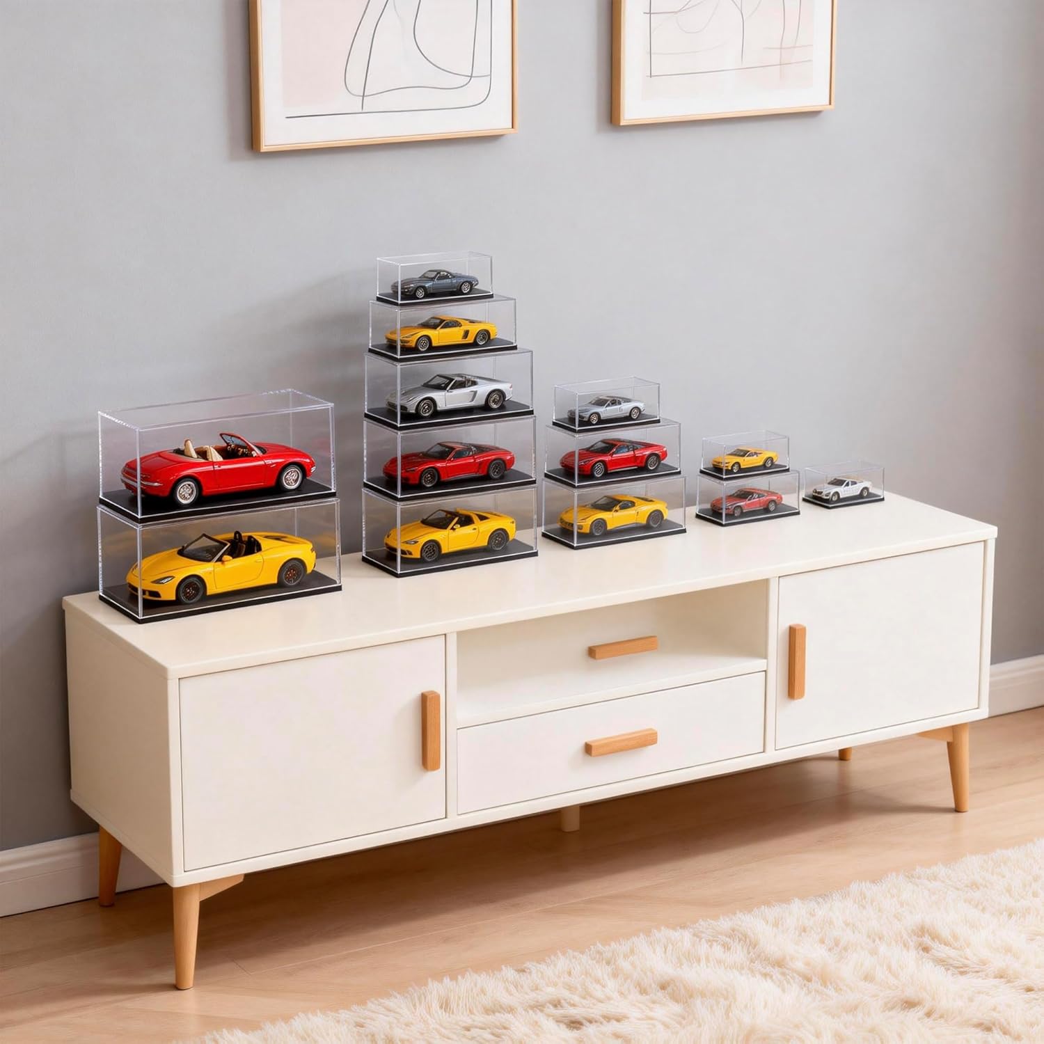 Model Car Display Case, 1:32 Scale Acrylic Display Box for Cars, Stackable Dustproof Storage Boxes for Collectibles, Figures and Memorabilia, 7.2 x 3.1 x 2.9 inch
